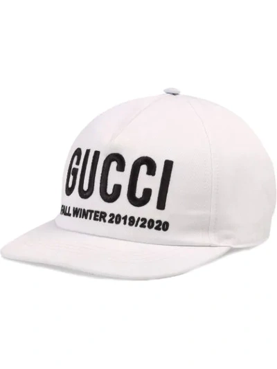 Gucci Logo Embroidered Baseball Cap In White