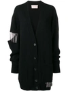 Christopher Kane Oversized Crystal-embellished Wool Cardigan In Black