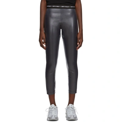 Marcelo Burlon County Of Milan County Shiny Leggings Black White In Black/white