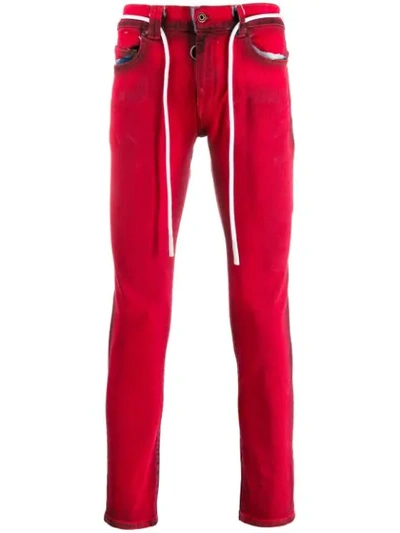Off-white Tie Belt Detailed Skinny Jeans In Red
