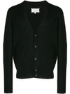 Maison Margiela Button Down Knitted Cardigan In Black/navy/light Green