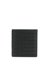 Bottega Veneta Intrecciato Weave Leather Wallet In Black