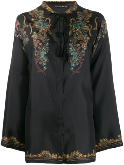 Etro Flared Mandarin Blouse In Black