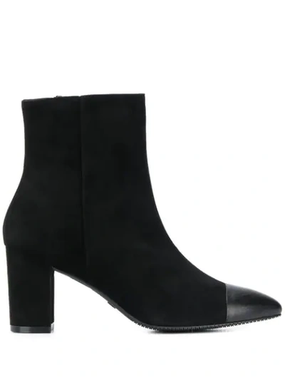 Stuart Weitzman 'jill' Contrast Toe Suede Ankle Boots In Black