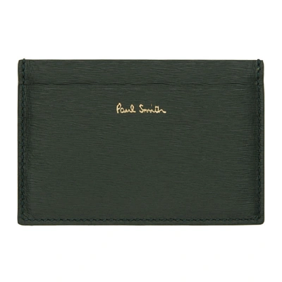 Paul Smith Green And Yellow Straw Grained Card Holder In 37-teal
