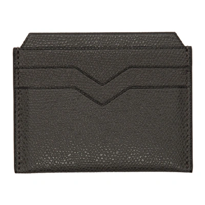 Valextra Brown Calfskin Card Holder In Fumo Grey