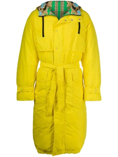 Versace Men's Reversible Puffer Trench Coat In Yellow