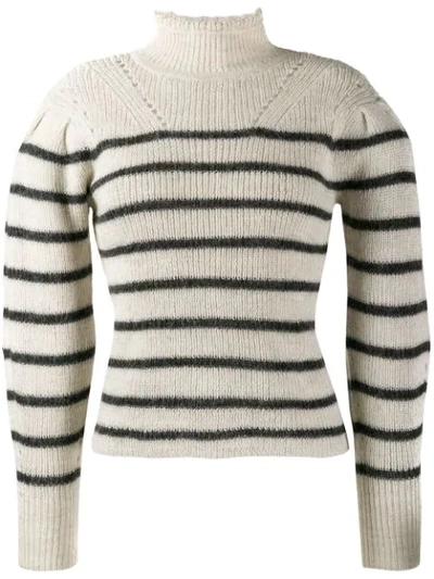 Isabel Marant Étoile Georgia Striped Drop-shoulder Turtleneck Sweater In White