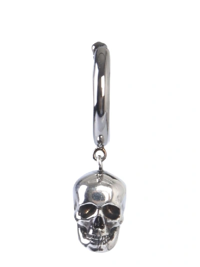 Alexander Mcqueen Adjustable Skull Earrings In Argento