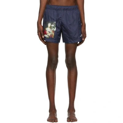 Off-white Printed Swim Shorts In Blue