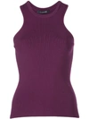 Cushnie Racerback Ribbed Top In Purple