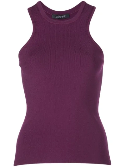 Cushnie Racerback Ribbed Top In Purple