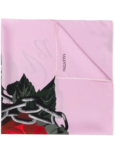 Valentino Floral-print Silk Neck Scarf In Pink