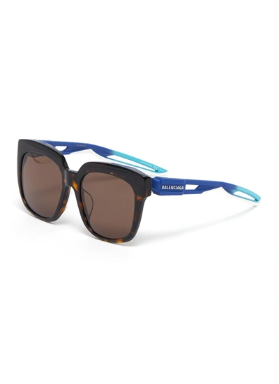 Balenciaga 'hybrid' Tortoiseshell Acetate Front Square Sunglasses In Multi-colour