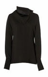 3.1 Phillip Lim Long Sleeve Crepe Blouse With Removable Scarf In Black