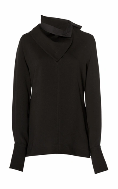 3.1 Phillip Lim Long Sleeve Crepe Blouse With Removable Scarf In Black