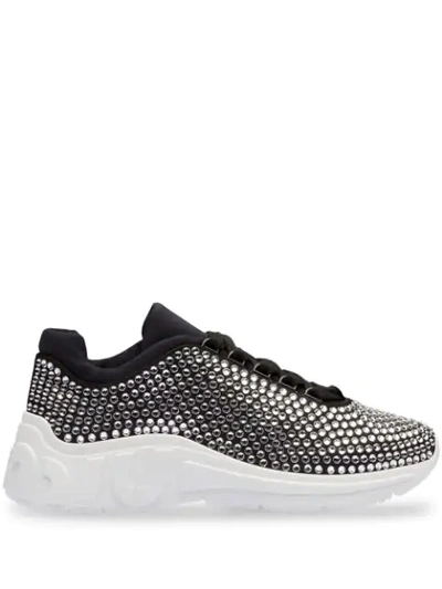 Miu Miu Crystal-embellished Chunky Sneakers In Black