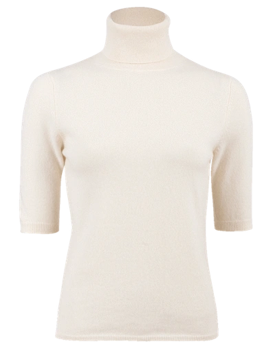 Allude Elbow Sleeve Turtleneck Sweater In Ivory