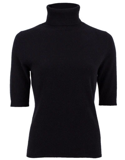 Allude Elbow Sleeve Turtleneck Sweater In Black
