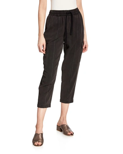 Atm Anthony Thomas Melillo Cropped Pull-on Cargo Pants In Black