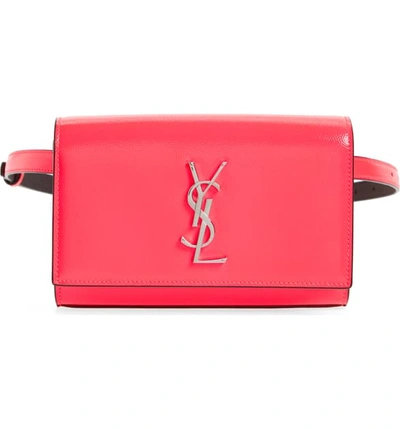 Saint Laurent Kate Ysl Monogram Neon Belt Bag In Neon Pink