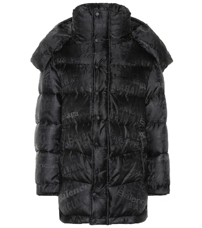 Balenciaga New Swing Logo-print Padded Shell Coat In Black