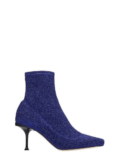 Sergio Rossi Milano High Heels Ankle Boots In Blue Glitter