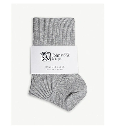 Johnstons Cashmere-blend Ankle Socks In Silver