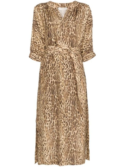 Zimmermann Dress In Animalier Silk In Brown