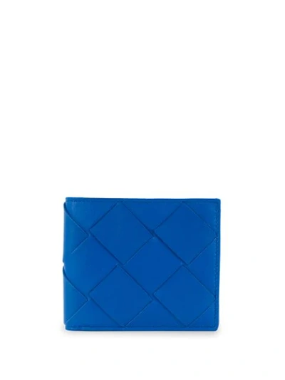 Bottega Veneta Maxi Weave Bifold Wallet In Blue