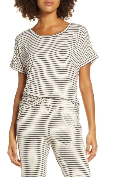 Eberjey Vega Not-so-basic Striped Tee In Shell/ Black