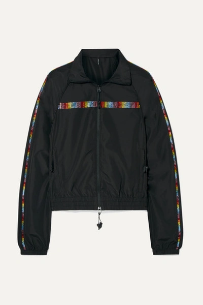 Adam Selman Sport Crystal-embellished Shell Track Jacket In Black