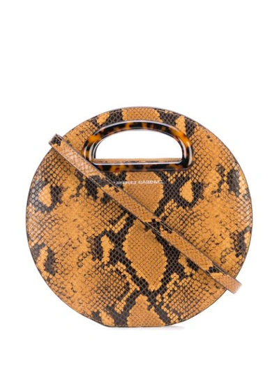 Loeffler Randall Indy Circle Snakeskin-embossed Leather Crossbody Bag In Amber