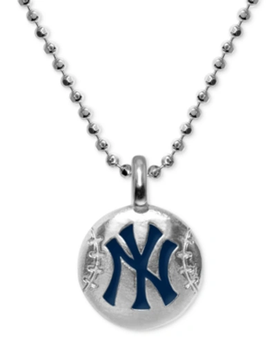 Alex Woo New York Yankees 16" Pendant Necklace In Sterling Silver