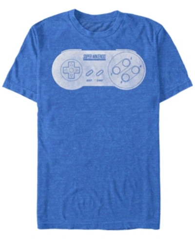 Nintendo Men's Classic Super  Controller Short Sleeve T-shirt In Royal Heat