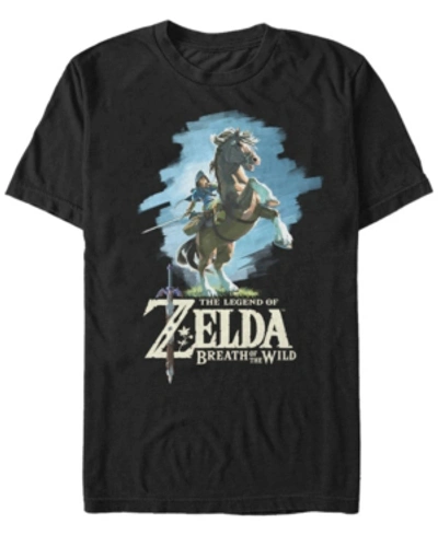 Nintendo Men's Legend Of Zelda Link Breath Of The Wild Short Sleeve T-shirt In Black