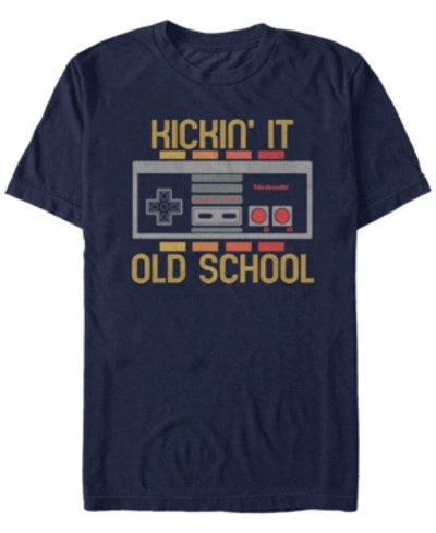 Nintendo Men's Classic Nes Kickin It Old School Controller T-shirt In Navy