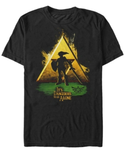 Nintendo Men's Legend Of Zelda It's Dangerous Triforce Logo Short Sleeve T-shirt In Black