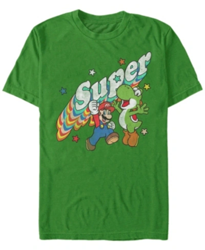 Nintendo Men's Super Mario Super Friends Mario Yoshi Short Sleeve T-shirt In Kelly