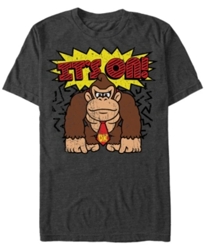 Nintendo Men's Donkey Kong It's On Short Sleeve T-shirt In Charcoal H