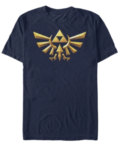 Nintendo Men's Legend Of Zelda 3d Crest Short Sleeve T-shirt In Navy
