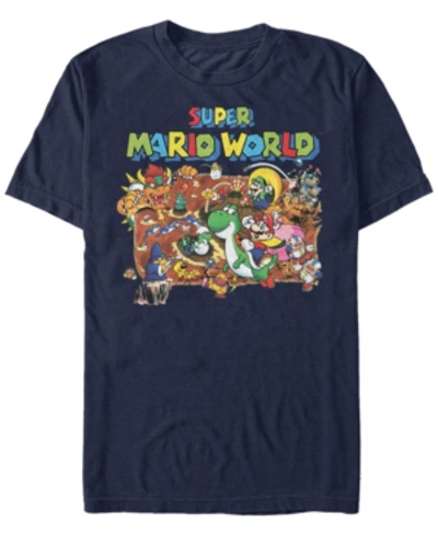 Nintendo Men's Super Mario World Map Short Sleeve T-shirt In Navy