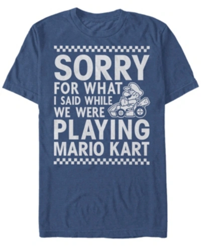 Nintendo Men's Mario Kart I Didn't Mean It While Playing Apology Short Sleeve T-shirt In Navy Heath