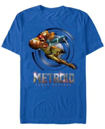 Nintendo Men's Metroid Samus Returns Short Sleeve T-shirt In Royal