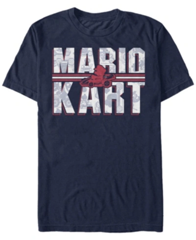 Nintendo Men's Mario Kart Shadowed Logo Short Sleeve T-shirt In Navy