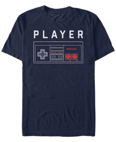 Nintendo Men's Classic Nes Player One Controller Short Sleeve T-shirt In Navy