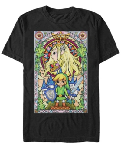 Nintendo Men's Legend Of Zelda Wind Waker Link Regal Glass Short Sleeve T-shirt In Black