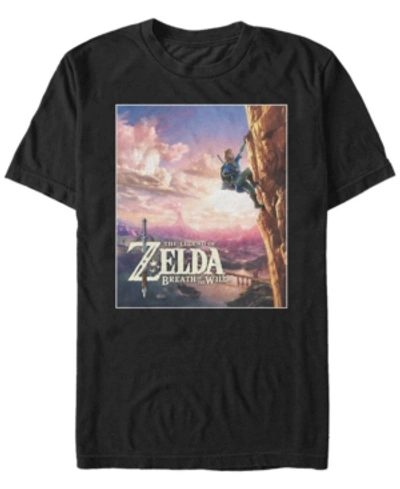 Nintendo Men's Legend Of Zelda Link Rock Climbing Short Sleeve T-shirt In Black