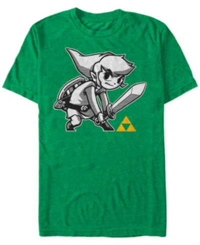 Nintendo Men's Legend Of Zelda Link Sword Pose Short Sleeve T-shirt In Kelly Heat