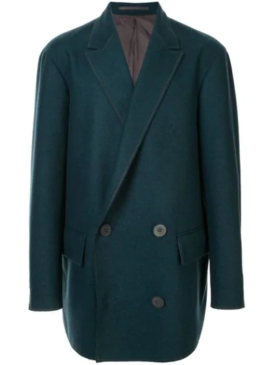 Kolor Double-breasted Fitted Coat In Blue